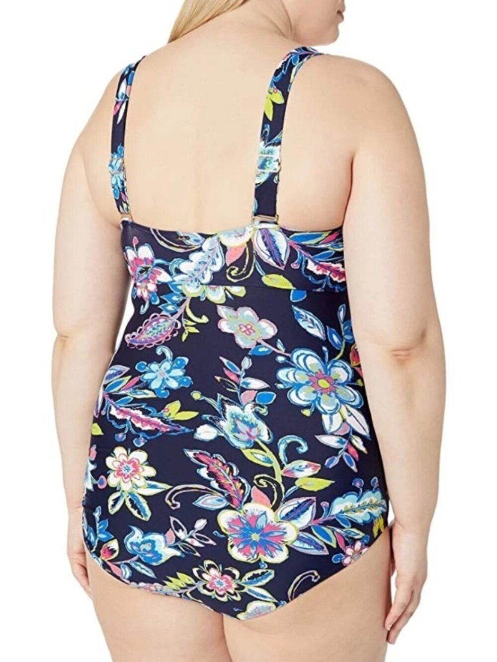 Anne Cole Twist Front Shirred One-Piece Swimsuit Holiday Paisley Size 16W NWT - Picture 3 of 10